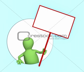 3d person - puppet with the blank poster 