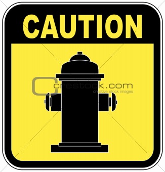 caution fire hydrant sign