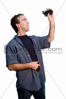 Man Holding Video Camera