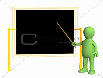 3d teacher - puppet, worth at a board with pick
