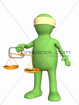 3d person with the fastened eyes, holding scales