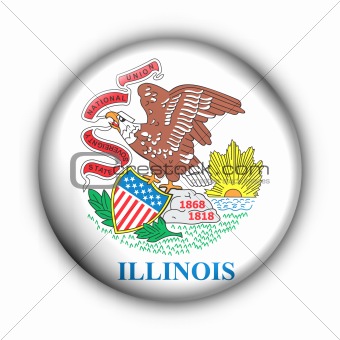 Round Button USA State Flag of Illinois