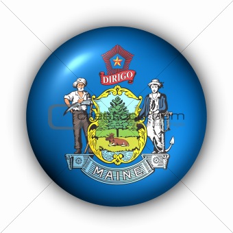 Round Button USA State Flag of Maine