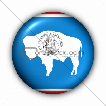 Round Button USA State Flag of Wyoming