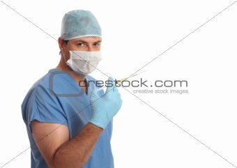 Surgeon doctor hypodermic syringe needle