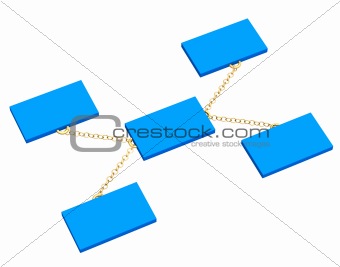 3d blue boxes, connected by a gold circuit