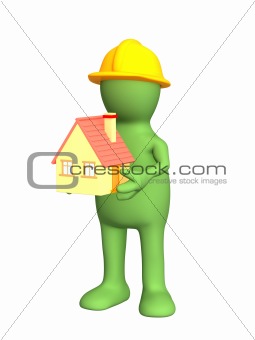 3d builder - puppet, holding in hands model at home