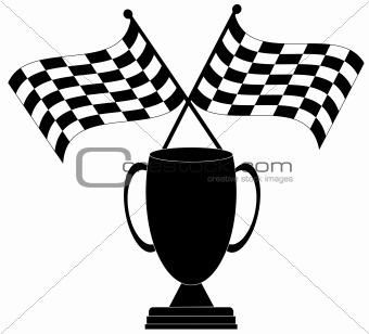 checkered flag with trophy