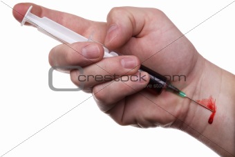 Hand, syringe, blood