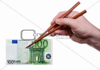 Chopsticks with banknote 1