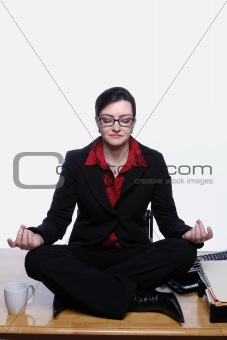 Woman Doing Yoga at Work