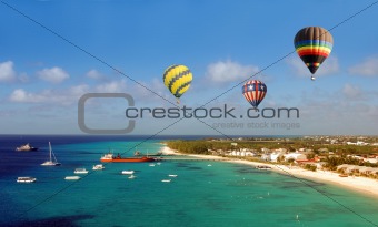 Hot air ballons over beach