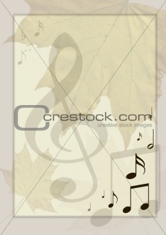 Background in retro - style, with musical symbols and maple leav