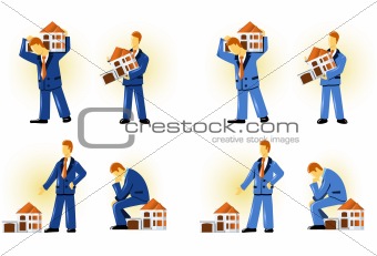 Man holding house (taking the loan)