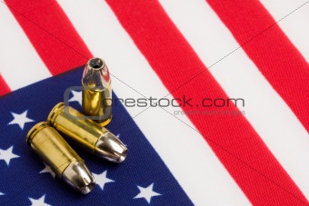 bullets over US flag