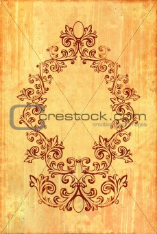 Vintage frame on textured background with clipping path
