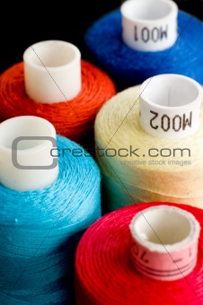 Colorful thread spools