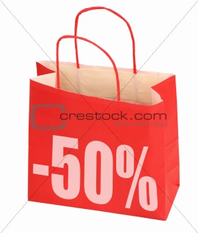 shopping bag with -50% sign