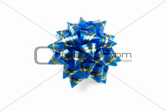 Gift blue bow isolated on  white background  