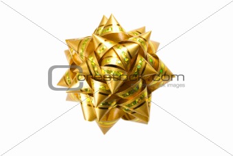 Gift golden bow isolated on  white background