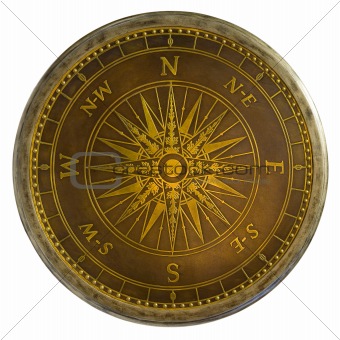 Round Antique Brass Nautical Compass