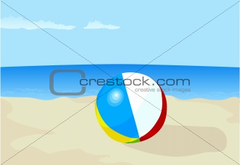 Inflatable ball on a beach
