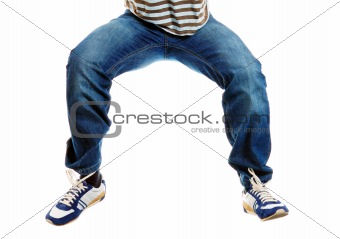 funny legs falling down the air isolated over white