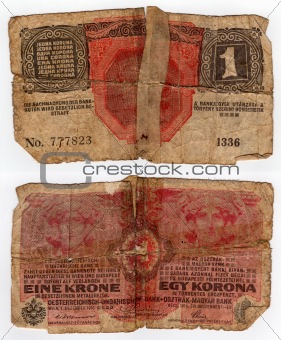 vintage hungarian banknote from 1916