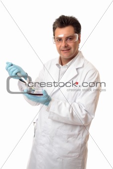 Scientist or biologist using  pipette