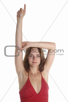 woman hands up