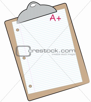 clipboard with paper marked with A+