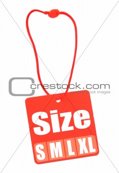 Size Tag isolated on white