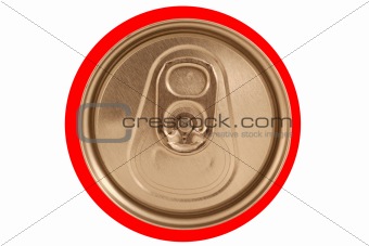 Isolated closed red soda can lid