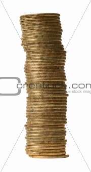 Gold coins with clipping path