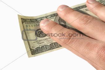 hand with dollar banknote