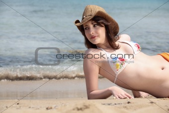beautiful teen girl wearing cowboy hat