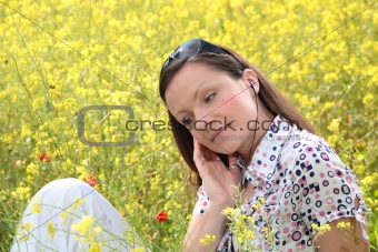 pretty young woman on a meadow
