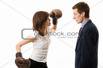The young japanese businesswoman Attacks businessman.
