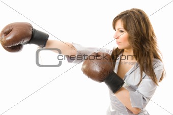 The young businesswoman Attacks from competitors. 