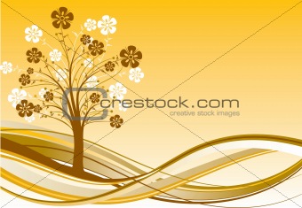 Decorative tree background, vector