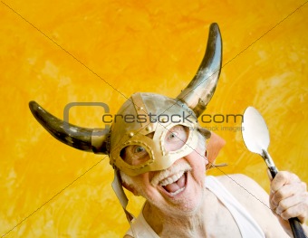 Crazy Old Man in a Viking Helmet