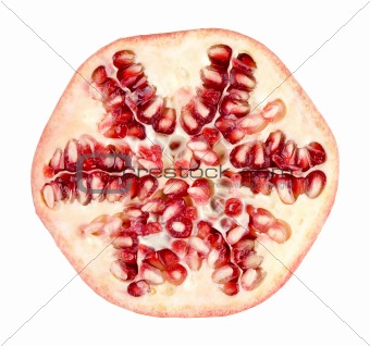 pomegranate on white with path