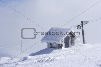 snow shelter on mountain top 