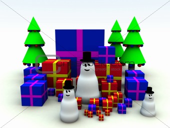 Snowman and Christmas Presents 8