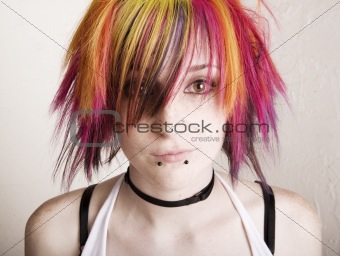 Punk Girl with Brightly Colored Hair