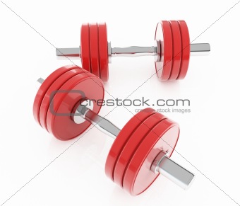 isolated red dumbbels