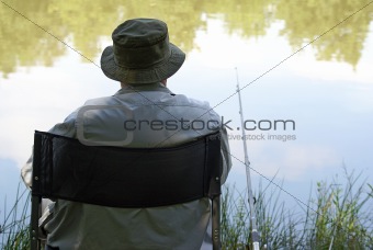 Old man enjoys fishing