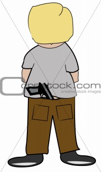 child with gun in back of pants