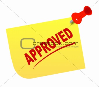 approved on thumb tacked note