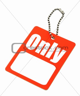 Price tag with copy space isolated on white